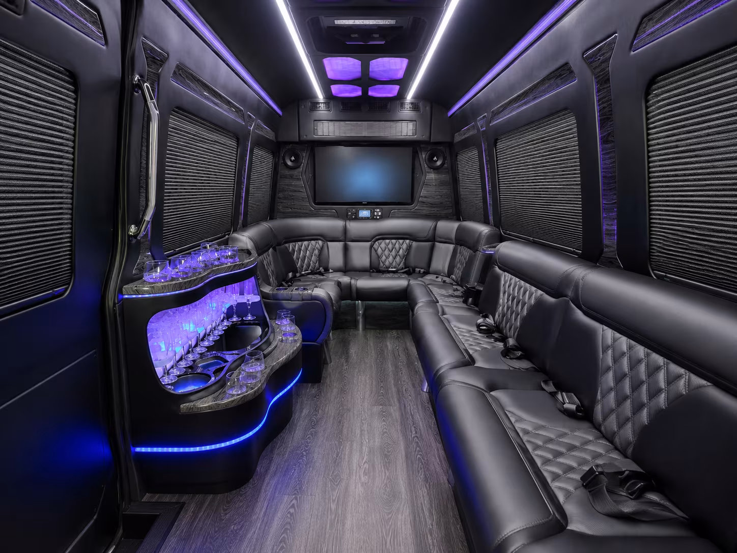 greensboro 50 passenger party bus inside